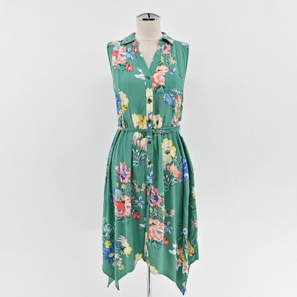 Anthropologie Dresses & Skirts - ANTHROPOLOGIE Dress Size 2 Maeve Rory Green Floral Sleeveless Button Front Midi